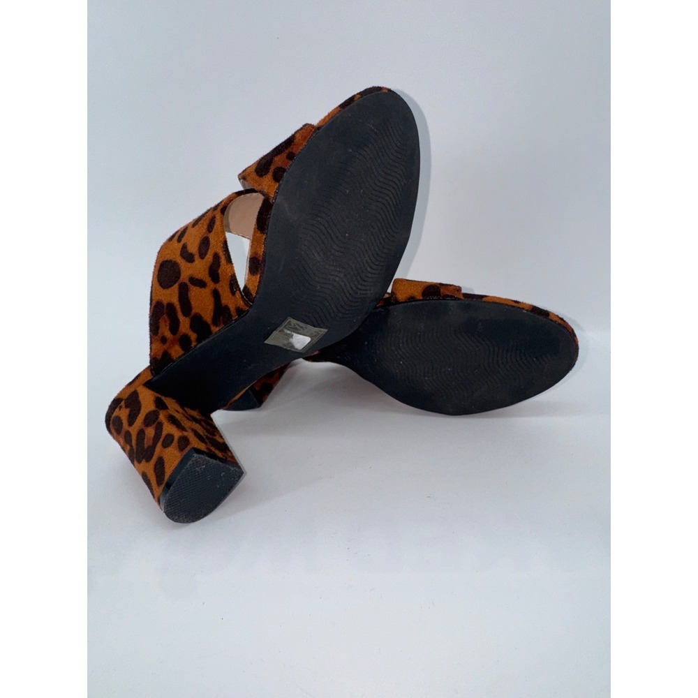 Allegra K Crisscross Strap Block 7.5 mule Heel Slide Sandal leopard Y2K Coquette - Picture 9 of 10
